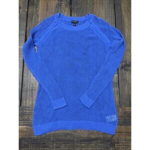Talbots Womens petite Blue Open Knit‎ Sweater Long Sleeve Pullover Timeless